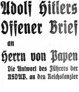 Gerhard Schlesier - Adolf Hitlers offener Brief an Franz von Papen