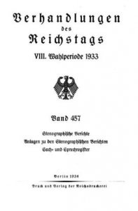 Verhandlungen des Reichstags (VIII. Wahlperiode 1933)
